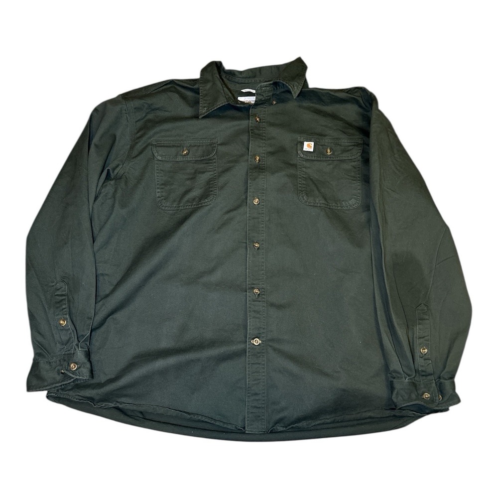 Carhartt Mens Button Up Olive Green Work Heavy Duty Long Size 3XL